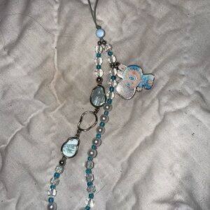 Blue labubu phone strap
